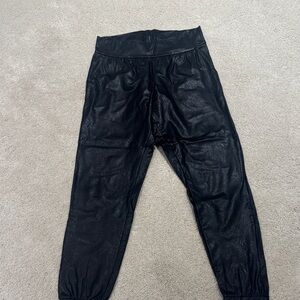 Black faux leather joggers Bottoms